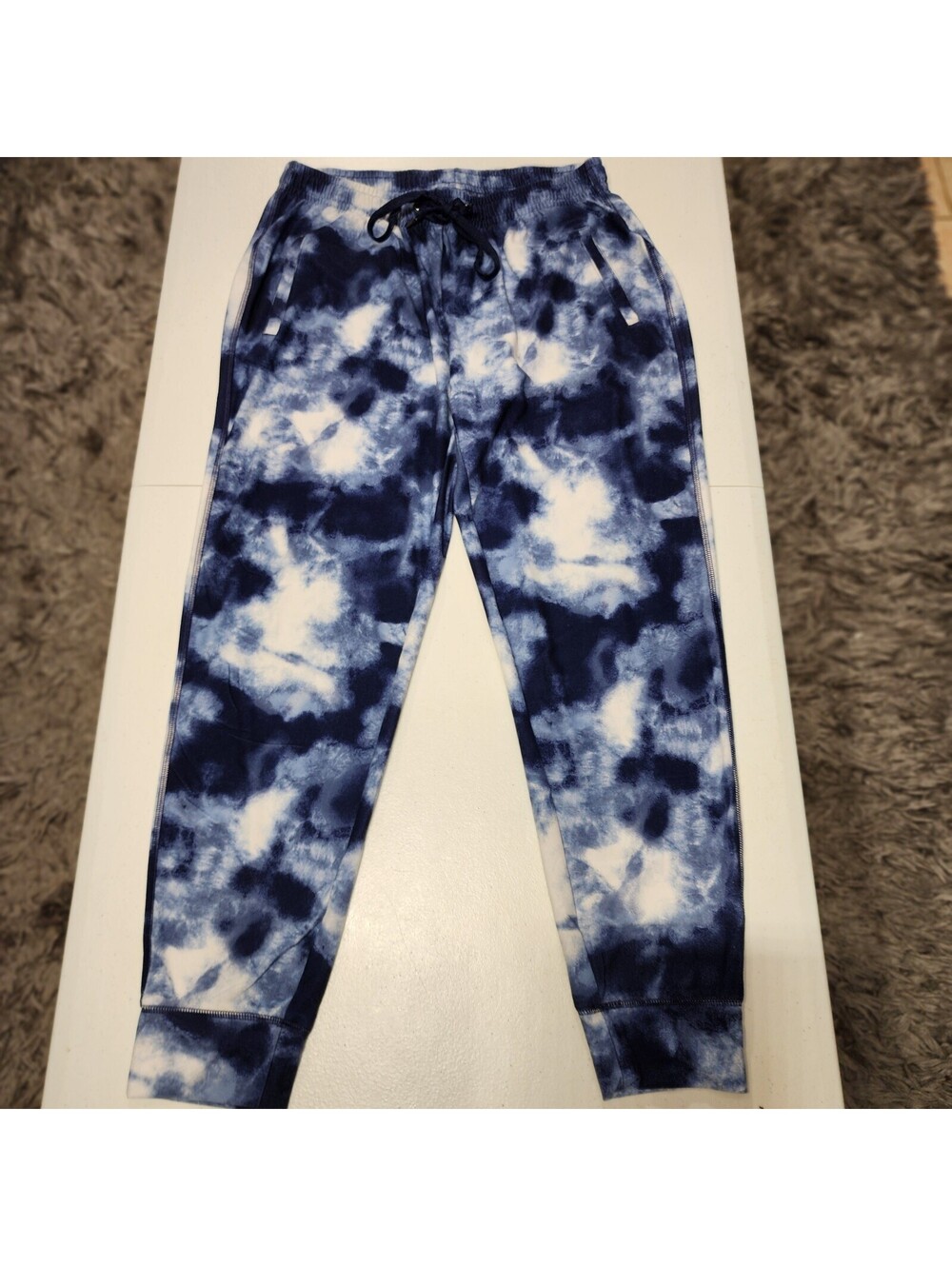 Old Navy Breathe On Blue White Tie Dye Jogger Pants S Athletic Stretch Tapered